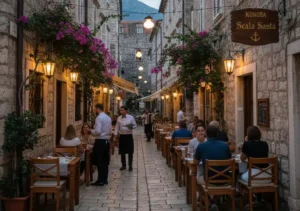 Restaurantes locais em Kotor com movimento tranquilo