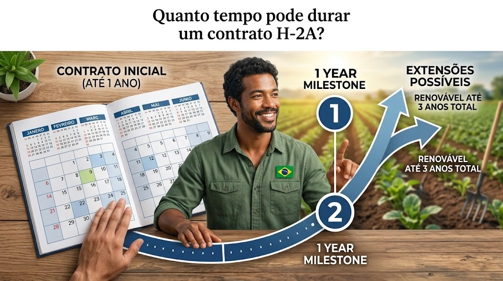 Quanto tempo pode durar um contrato H-2A?