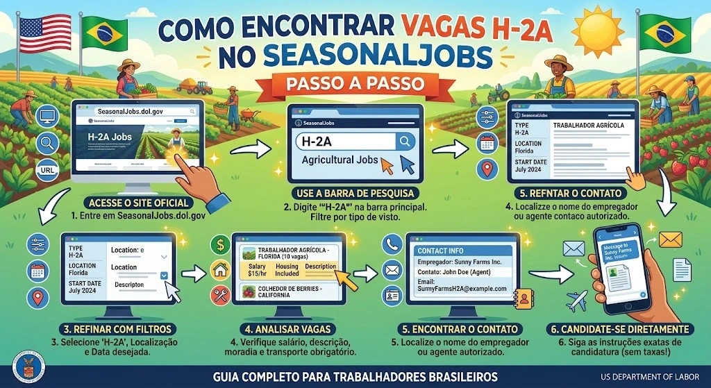 Como encontrar vagas H-2A no SeasonalJobs passo a passo