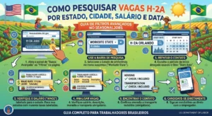 Como pesquisar vagas H-2A por estado, cidade, salário e data